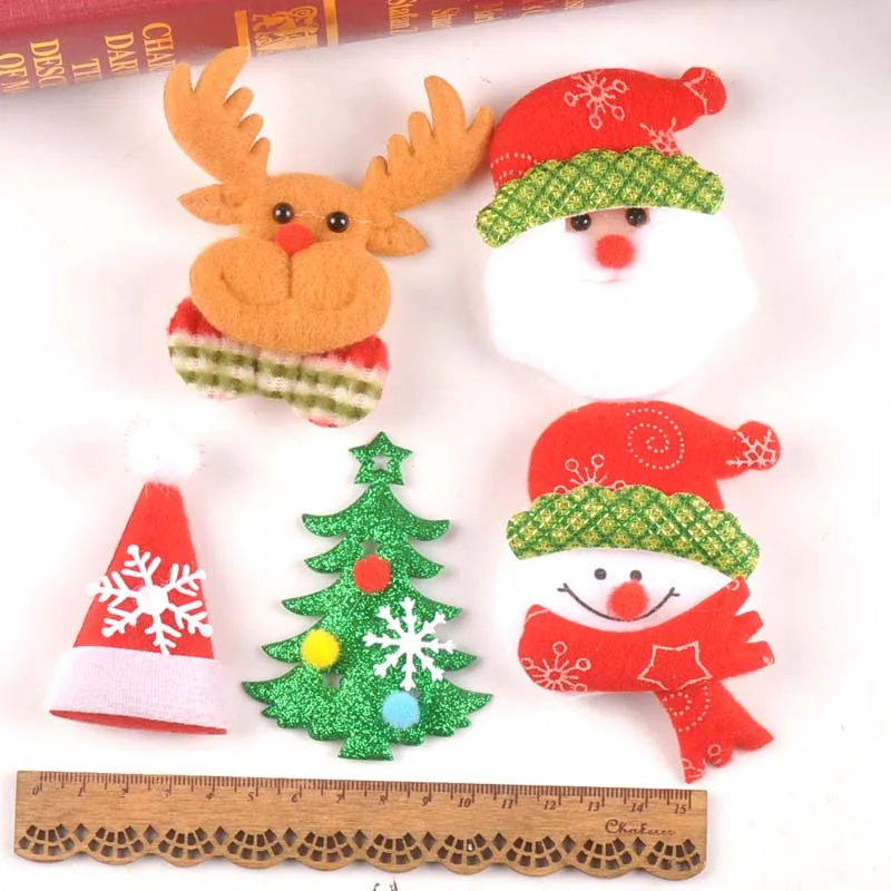 5 sztuk/partia mieszane poliester czuł choinki/Snowflake Patch aplikacja Scrapbooking Craft naklejki włókniny łatka DIY CP2325