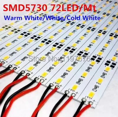 5730 LED Bar Light Non-Waterproof 5730 SMD 72LEDs/mt LED Rigid Strip DC12V 5730 LED Tube Hard LED Strip Lamp DHL Free shipping