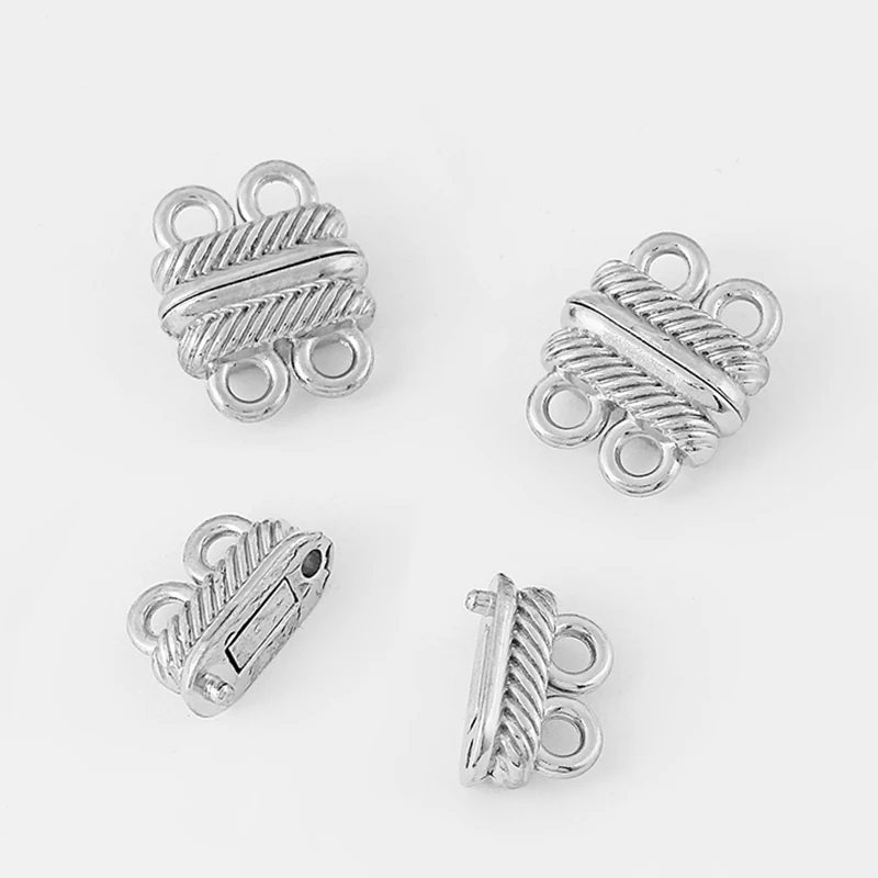 5 Sets Two Row Double Holes Magnetic Clasp Connector For DIY Bracelet Earring Necklace Jewelry Making Supplies