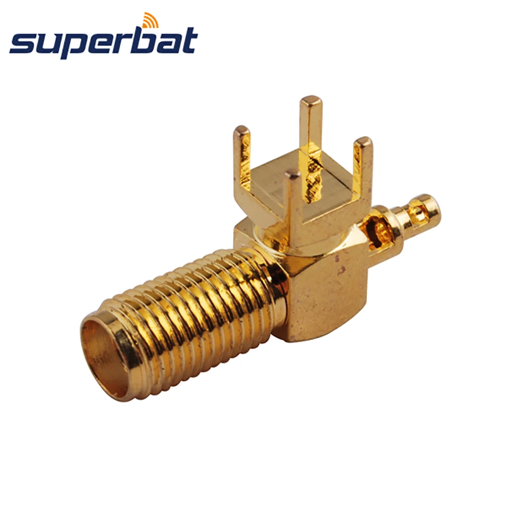 Superbat SMA thru hole Female Bulkhead Right Angle PCB Mount & Straignt RF Coaxial Connector for Cable1.13mm