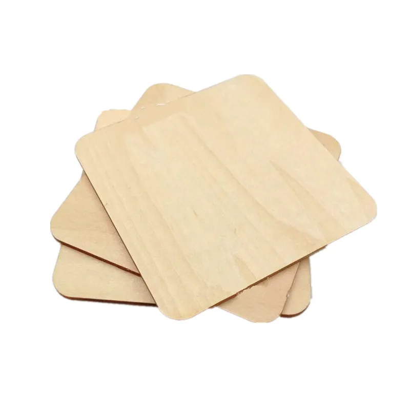 

5pcs 100mm 4inch Unfinished Blank Wood Squares Slices DIY Coaster Craft for Painting Writing DIY Wood Burning Arts Craft