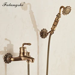 Antique Retro Bathtub Faucets European Style Bathroom Shower Set Faucets Wall Mounted Handheld Rainfall Shower Mixer Taps WB1601