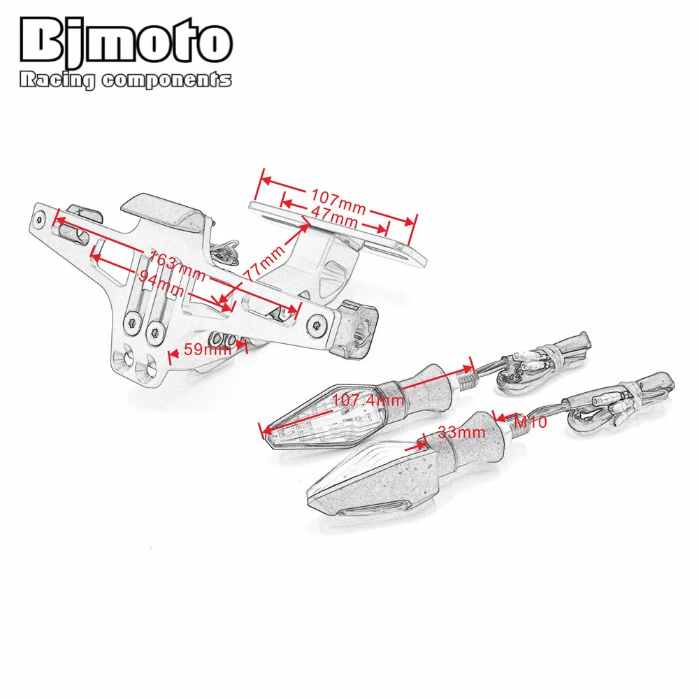 Motorbike Conversion Scooter Moped License Plate Frame Licence Holder Motorcycle Number Plate Holder with LED Turn Signal Light