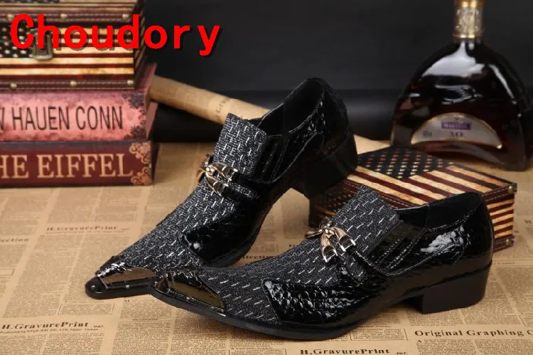 

Choudory Black Metal Bowtie Men Shoes Leather Patchwork Men Dress Shoes Formal Oxford Shoes Men Wedding Shoes Rivets Oxfords