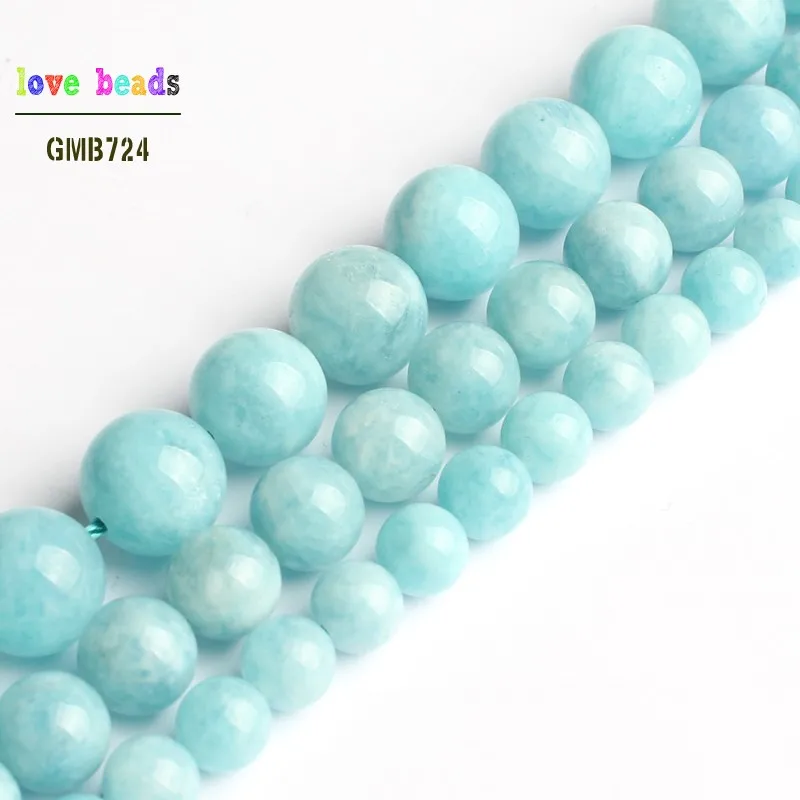 Natural Aquamarines Bead Round Loose Stone Beads for Jewelry Making Diy Bracelet 15\'\' Strand 6mm 8mm 10mm