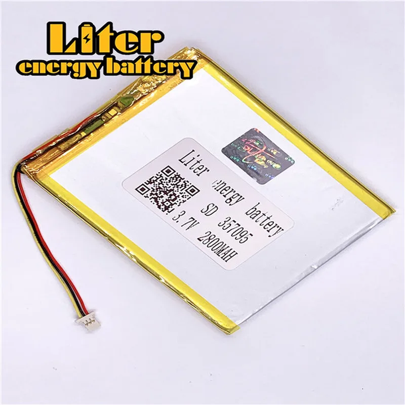 

1.0MM 3pin connector 3.7V 357095 2800mah (polymer lithium ion battery) Li-ion battery for tablet pc 7 inch MP3 MP4 replace