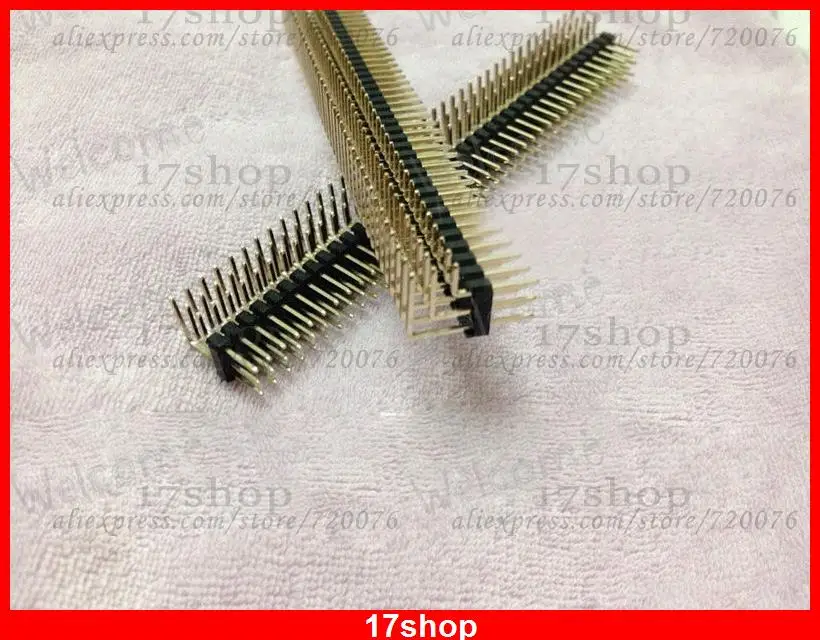 50pcs Gilded 3x40P Male Pins 2.54mm Three Row Right Angle Pin Header Programmer connector