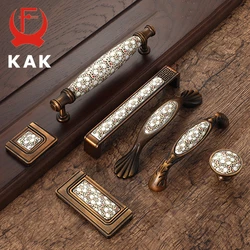 KAK Antique Bronze Ceramic Cabinet Handles Vintage Drawer Knobs Wardrobe Door Handles European Furniture Handle Hardware