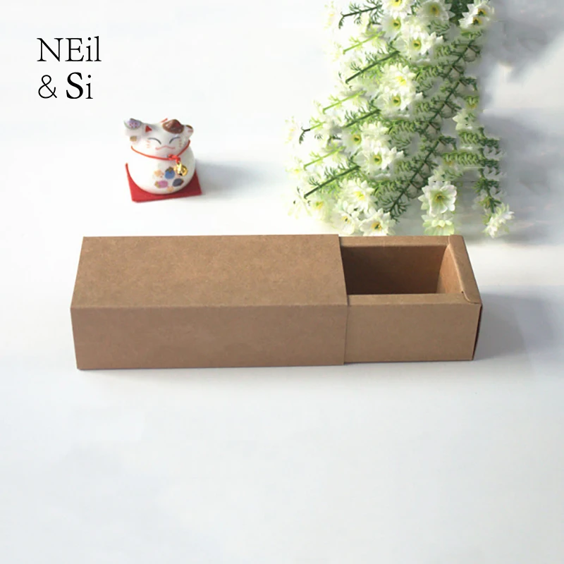 

Brown Drawer Paper Box Gift Bottle Packaging Wedding Favor Candy Cookies Macaroons Kraft Boxes