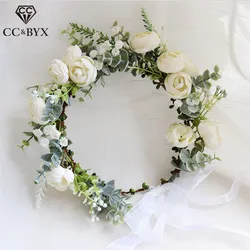 CC Garland Wreath Crown Hairbands 100% Handmade Wedding Hair Accessories For Women Bridal Bridesmaids Girls Seaside Rose mq046