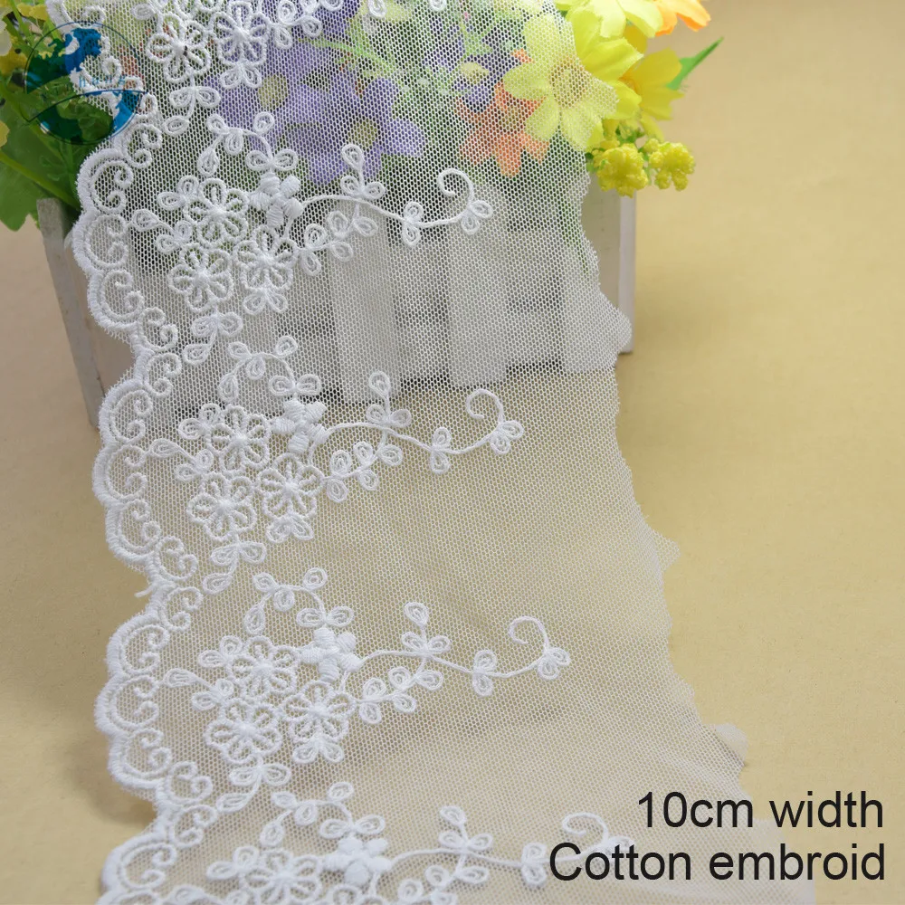 3yards 10cm Width White Embroid Sewing Ribbon Guipure Lace Trim Fabric Warp Knitting DIY Garment Wedding Accessories #1794