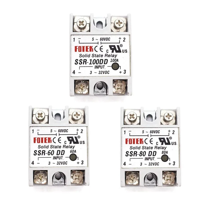 Przekaźnik półprzewodnikowy 12v 24v SSR-60DD SSR-80DD SSR-100DD 60A 80A 100A 3-32V DC TO 5-60V DC SSR 60DD 80DD 100DD Rele Power Supply