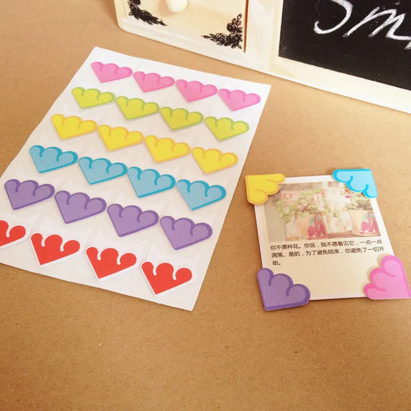 24 Pcs/Lot DIY Colorful Cloud Corner Paper Stickers For Photo Albums Fitting Handwork Frame Exquisite Decoration Scrapbooking