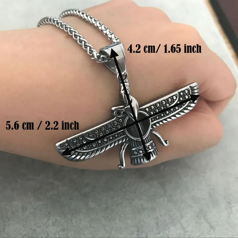 Ahura Mazda Farvahar Zoroastrian Persian stainless steel pendant necklace   accept drop shipping