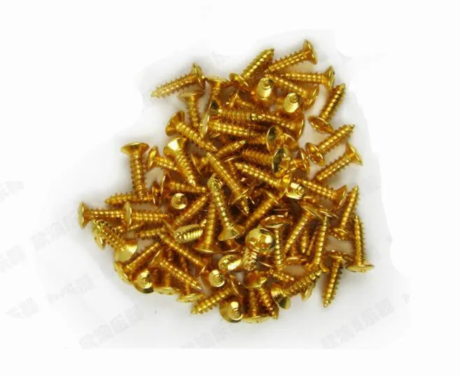 50pcs/lot Wholesale 3*12mm Electric Guitar Bass Screws For Pickguard Back Plate Mount DIY Luthier Tool Pickguard Screws GYH