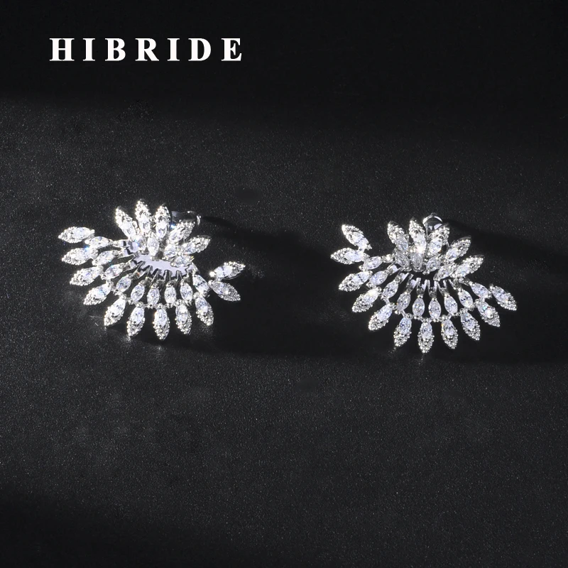 

HIBRIDE Brilliant New Design Flower Cubic Zircon Women Girl Beauty Stud Earrings Accessories Brincos Jewelry Party Gifts E-930