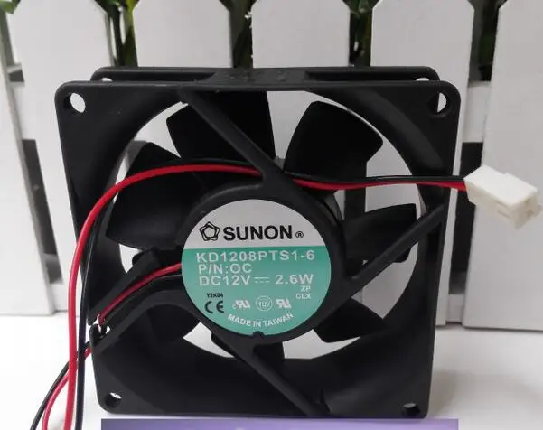 PRPKDFAN 80*80*25 KD1208PTS1-6 DC12V 2.6W 8CM 2 Line مروحة تبريد صامتة