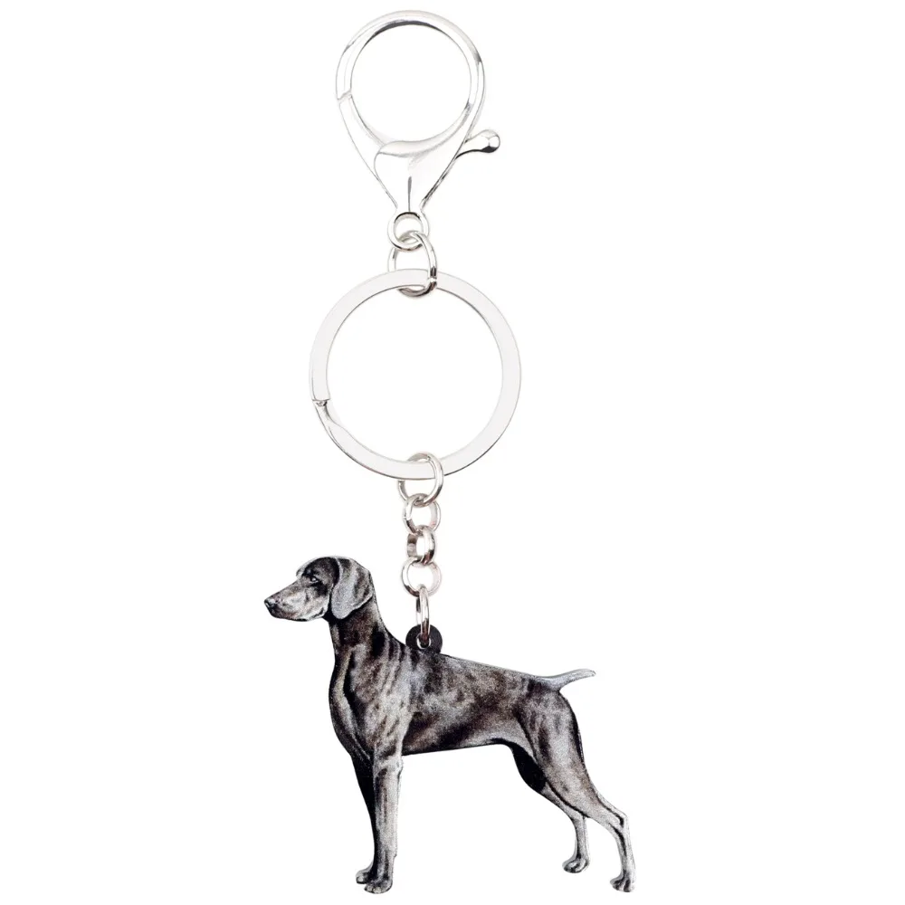 Bonsny Acrilico Tedesco Weimaraner Cane Portachiavi della Catena Chiave Anello Animale Sacchetto del Regalo Dei Monili Per Le Donne Ragazze Pet