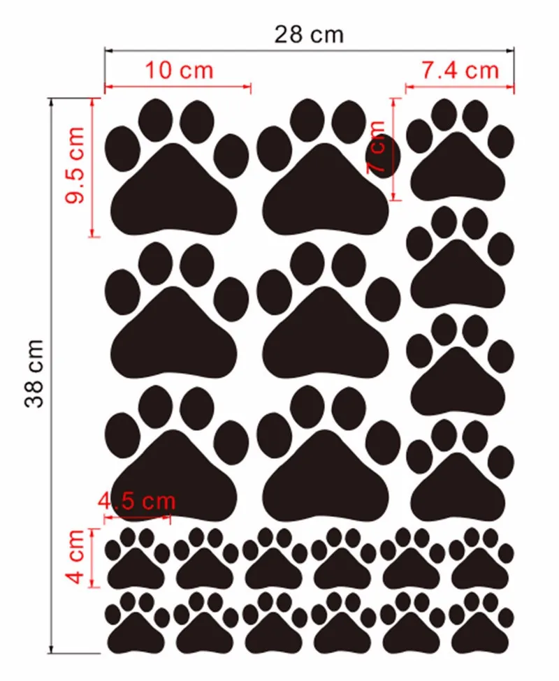 22 Stück 4-10cm Cartoon Niedliche Hunde Katzen Tierpfoten Wandaufkleber für Kinderzimmer Kleiderschrank Kühlschrank Heimdekoration Vinyl-Wandtattoos – Detail 2
