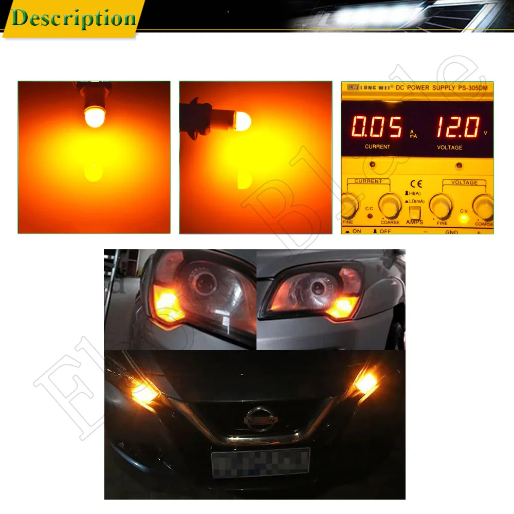 2/4 Pcs Amber Orange Yellow 3030 2SMD W5W 194 T10 LED Bulb For Car Interior Map Dome Light 12V Auto Parking Position Turn Lamp