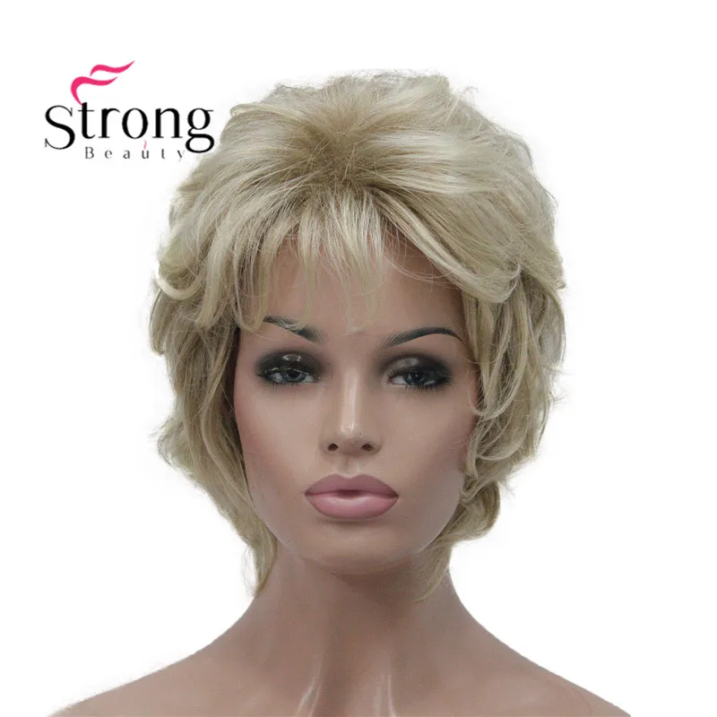 

StrongBeauty блондинка короткий мягкий лохматый многослойный милый волнистый короткий синтетический женский повседневный полный парик