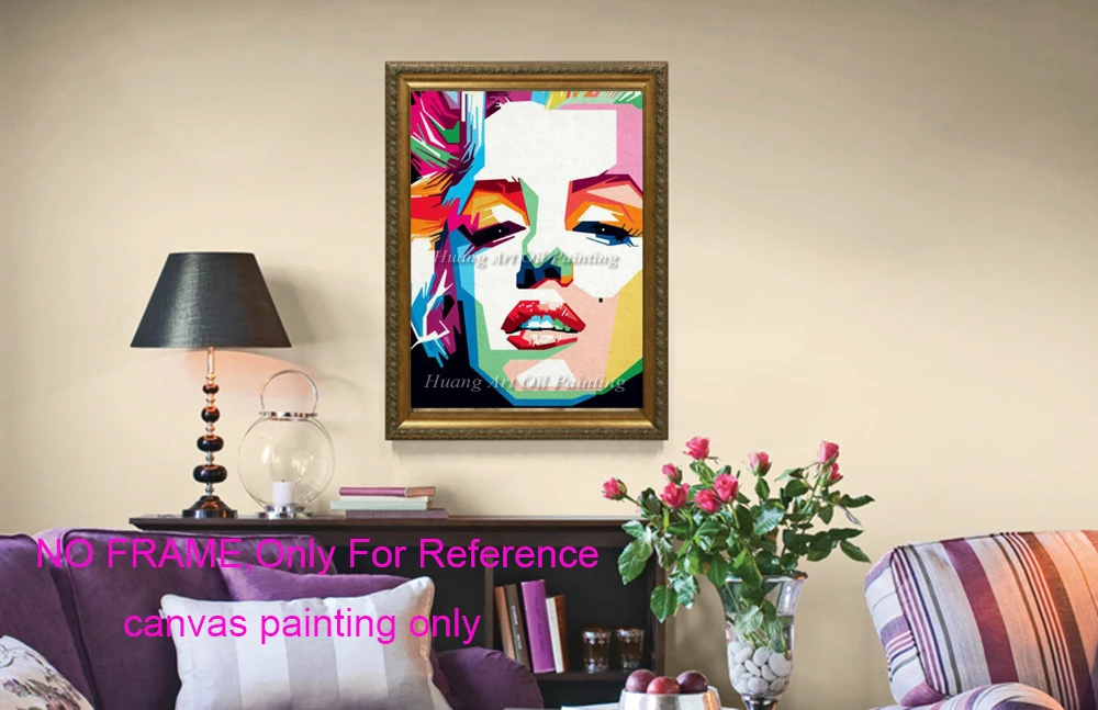 New Hand Painted Famous Marylin Monroe Pop Ahmad Canvas Portrait Oil Painting Abstract Actor Acrylic Character Paintings