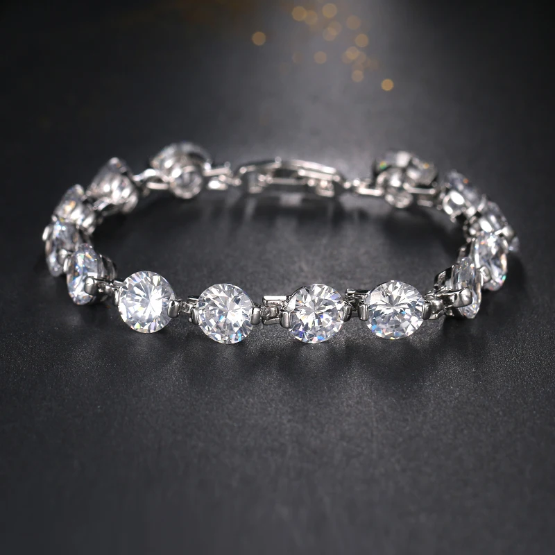 EMMAYA 2017 New Arrival Christmas Gift Big Round Cubic Zircon Pave Chain Bracelets For Women Free Shipping