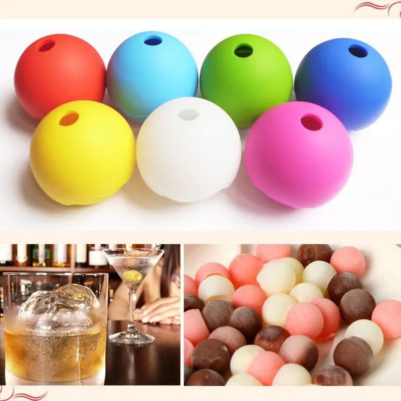 Hot sell  100pcs 2.5 inch Silicone Ice Ball Maker Mold Sphere Large Brick Round Ice Hockey Tray Whiskey DIY Mould