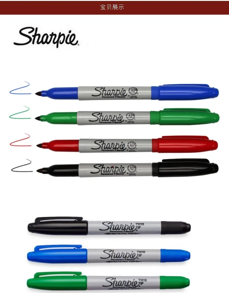 Sharpie Fine Point Dual Tip Round Toe Permanent Marker for Paper Plastic Metal Glass for Office Industrial Paint Writing