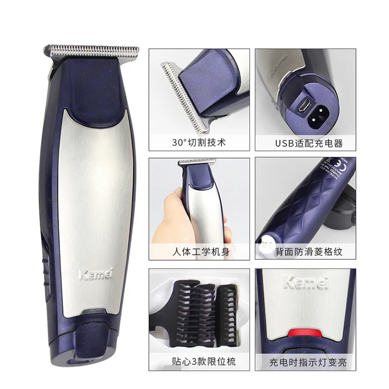 Kemei 3 In 1 Professional Hair Clipper Rechargeable 0mm Baldheaded Hair Trimmers Barber Haircut Machine with USB Cable KM-5021