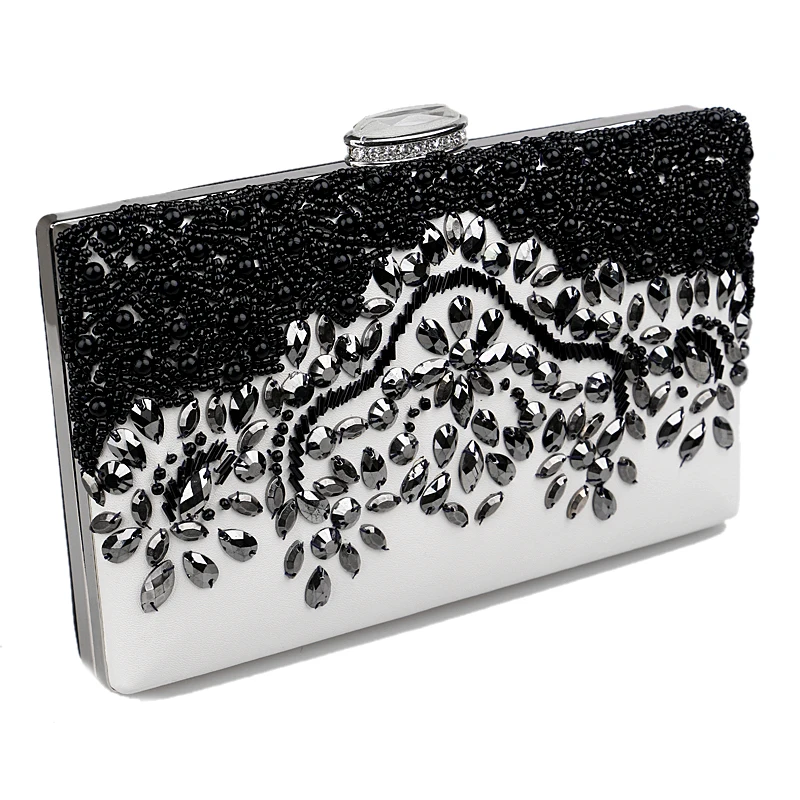 SEKUSA PU Fashion women diamonds luxurious evening bags clutch messenger shoulder chain handbags  purse beaded wedding bag