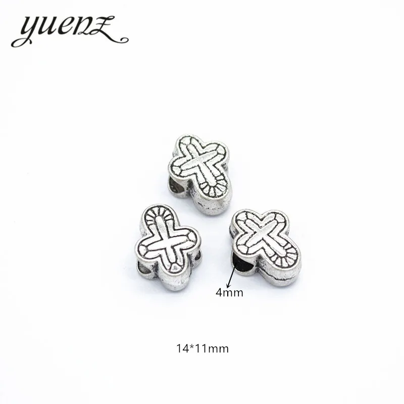 YuenZ 10pcs Antique Silver Color big hole cross Beads Spacers Beads Fit European Charm Jewelry Accessories DIY Findings R98