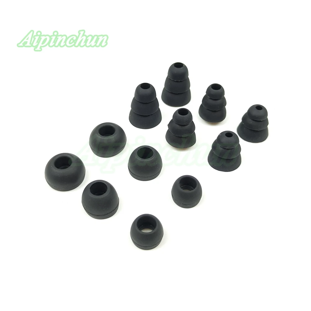 Aipinchun 6Pairs/Set Silicone Earbuds Eartips Earplug Ear Pads Buds Tips for In-Ear Earphone for Dr. Dre Tour Black Color