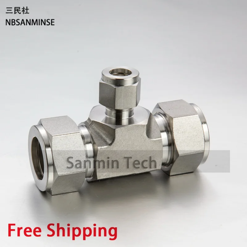 5Pcs/Lot RUT Coupling Connector Union Tee Stainless Steel SS316L Plumbing Fitting Pneumatic Air Fitting High Quality NBSANMINSE