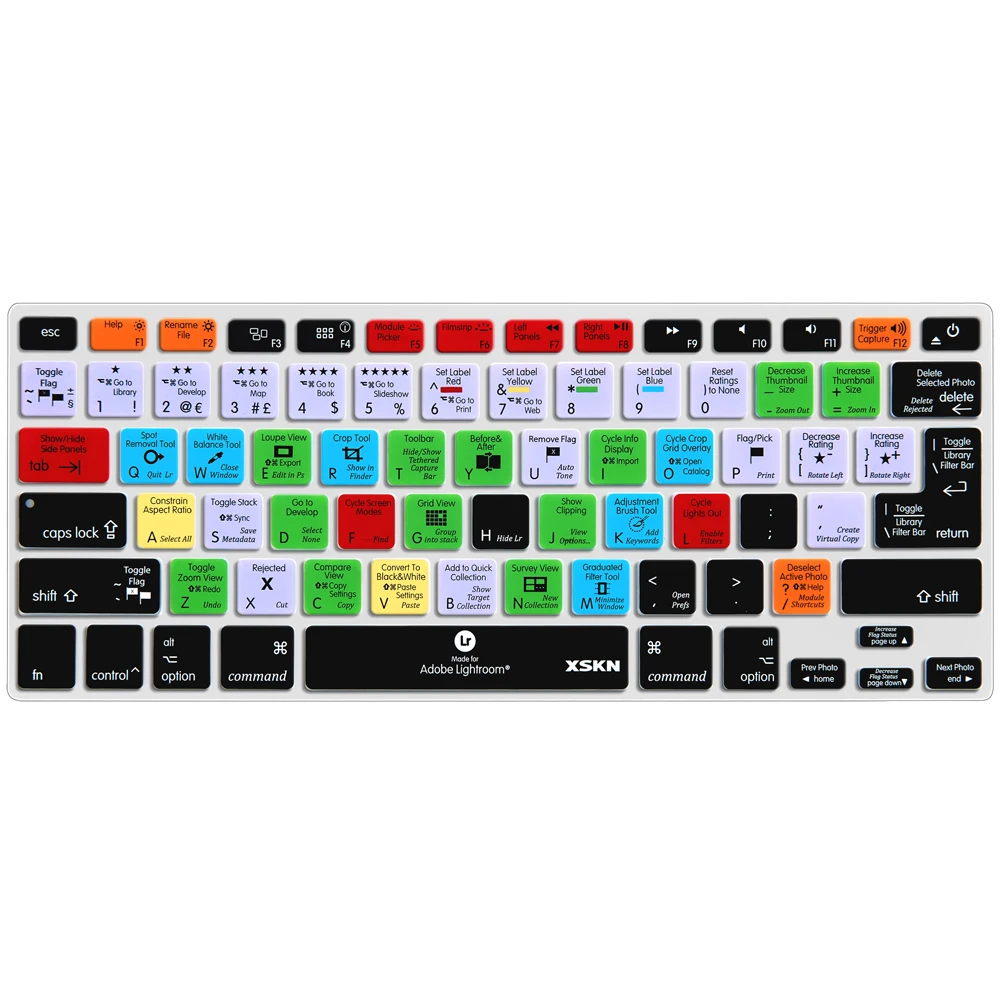 XSKN Lightroom Design Keyboard Cover LR Shortcuts Silicone Keyboard Skin for Macbook Pro 13 15 17, Macbook Air 13 US&EU Version