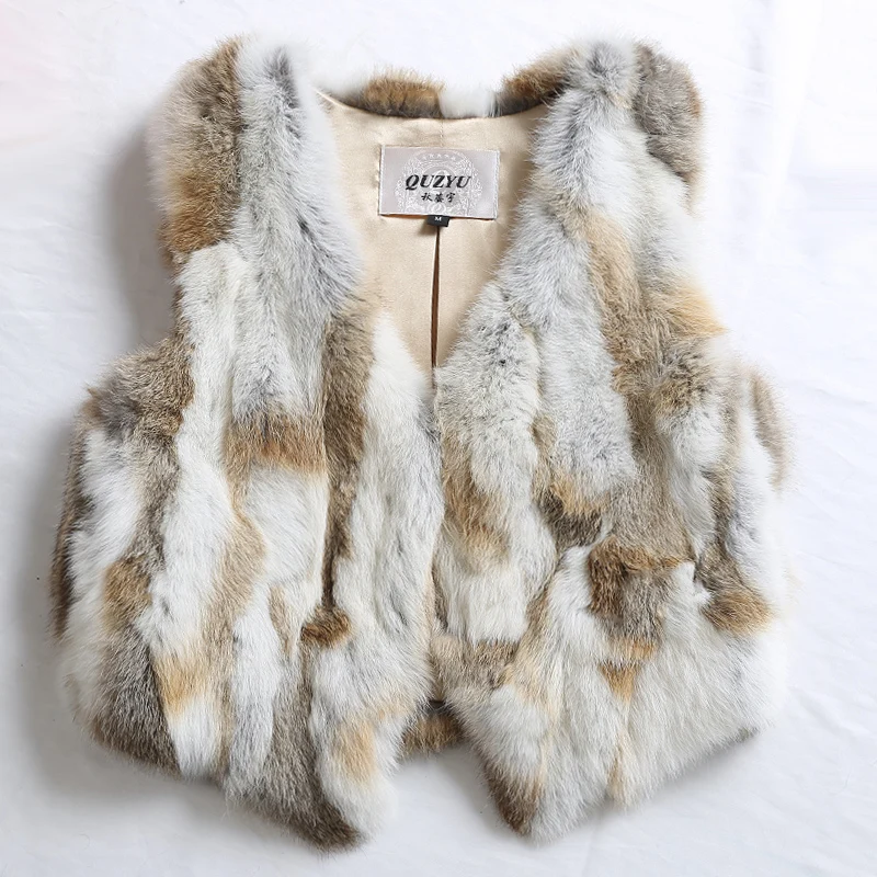 

Real Rabbit Fur Vest Waistcoat Autumn Winter Genuine Women Fur Outerwear Coat Lady Cute Gilet 0718