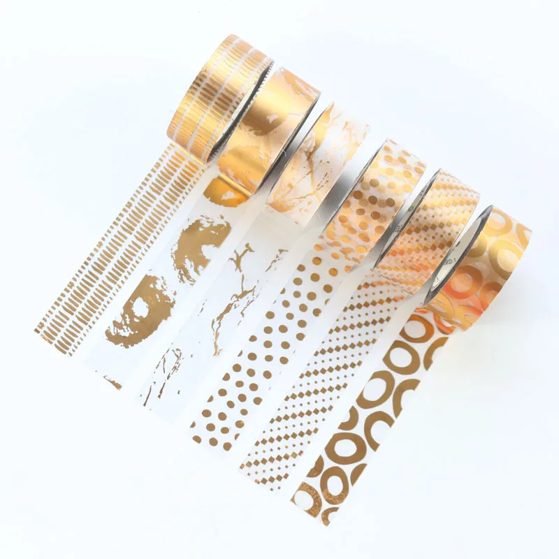 

Domikee cute kawaii Japanese gold foil decoration washi tape for diary planner notebook,candy DIY masking tape for craft packing