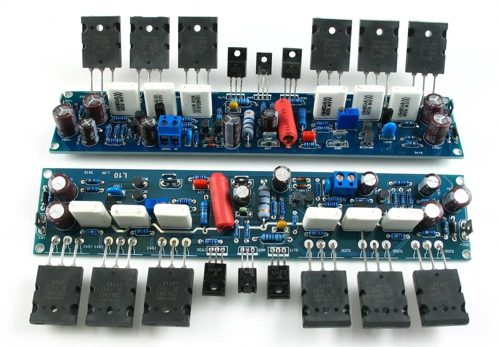 

L10 Dual Channel (2pcs) 300W+300W Class AB 4R amplifier board 1943 5200 + BC546B BC556B + A1930 C5171 tube