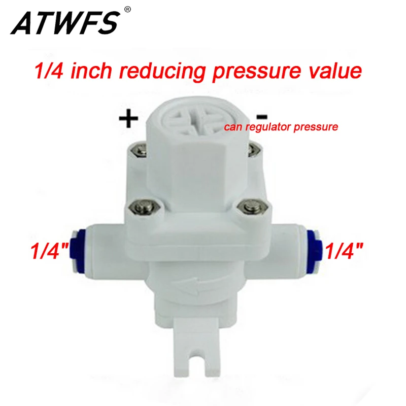 ATWFS Pressure Regulator RO Water Purifier Parts Water Pressure Switch 1/4\'\' Connection Regulator Valve Reducing Pressure Valve