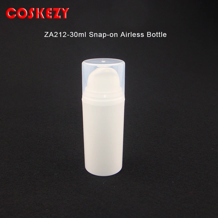 

Shape round airless pump bottle 30ml white body with clear lids,30ml Plastic PP airless bottle