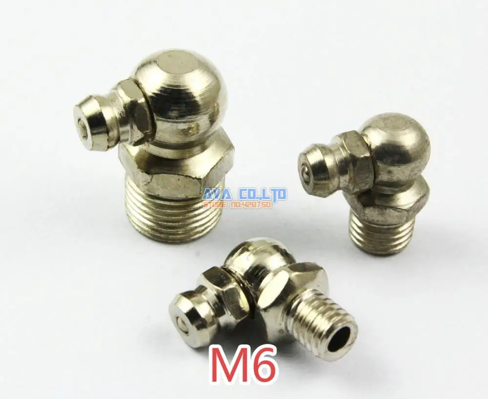 

20 Pieces M6 Nickel Plated Iron 90 Degree Grease Zerk Grease Nipple Fitting