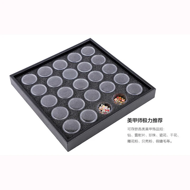 ネイルアートラインストーンの収納容器,透明なプラスチックケース,空の宝石,ビーズ,取り外し可能なマニキュアツール,25/50