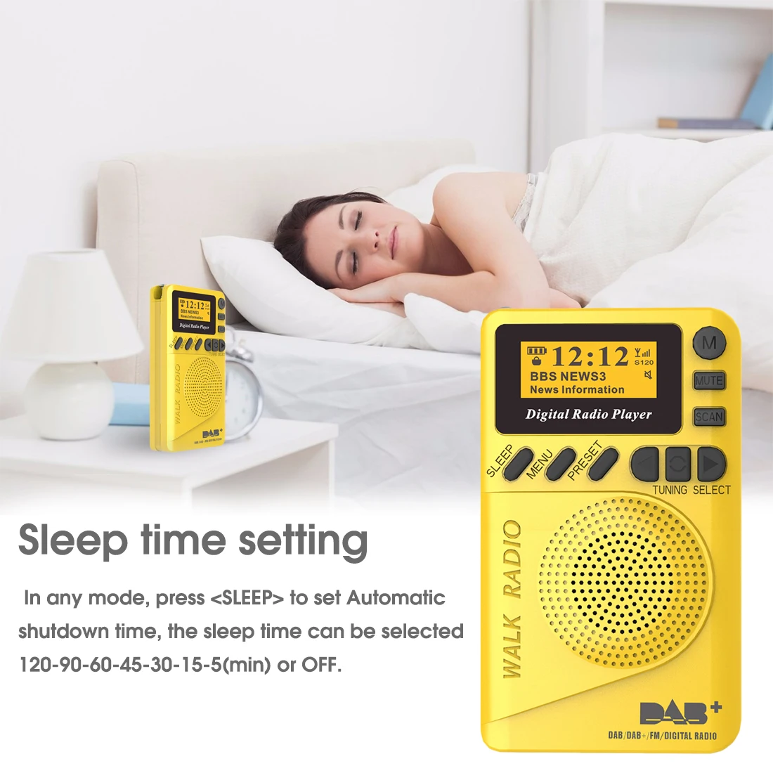 Mini Pocket DAB Digital Radio FM Receiver RDS Portable MP3 Player With LCD Display Screen Support TF Card Sleeping Time Set