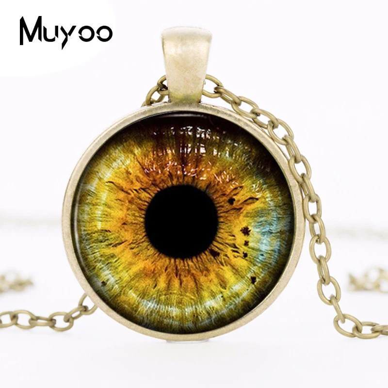 Wolf Eye Retro Yellow Colour Necklace Pendantr Wild Wolves Bronze Chain Jewelry Handmade Vintage Necklace Best Friend Gift HZ1