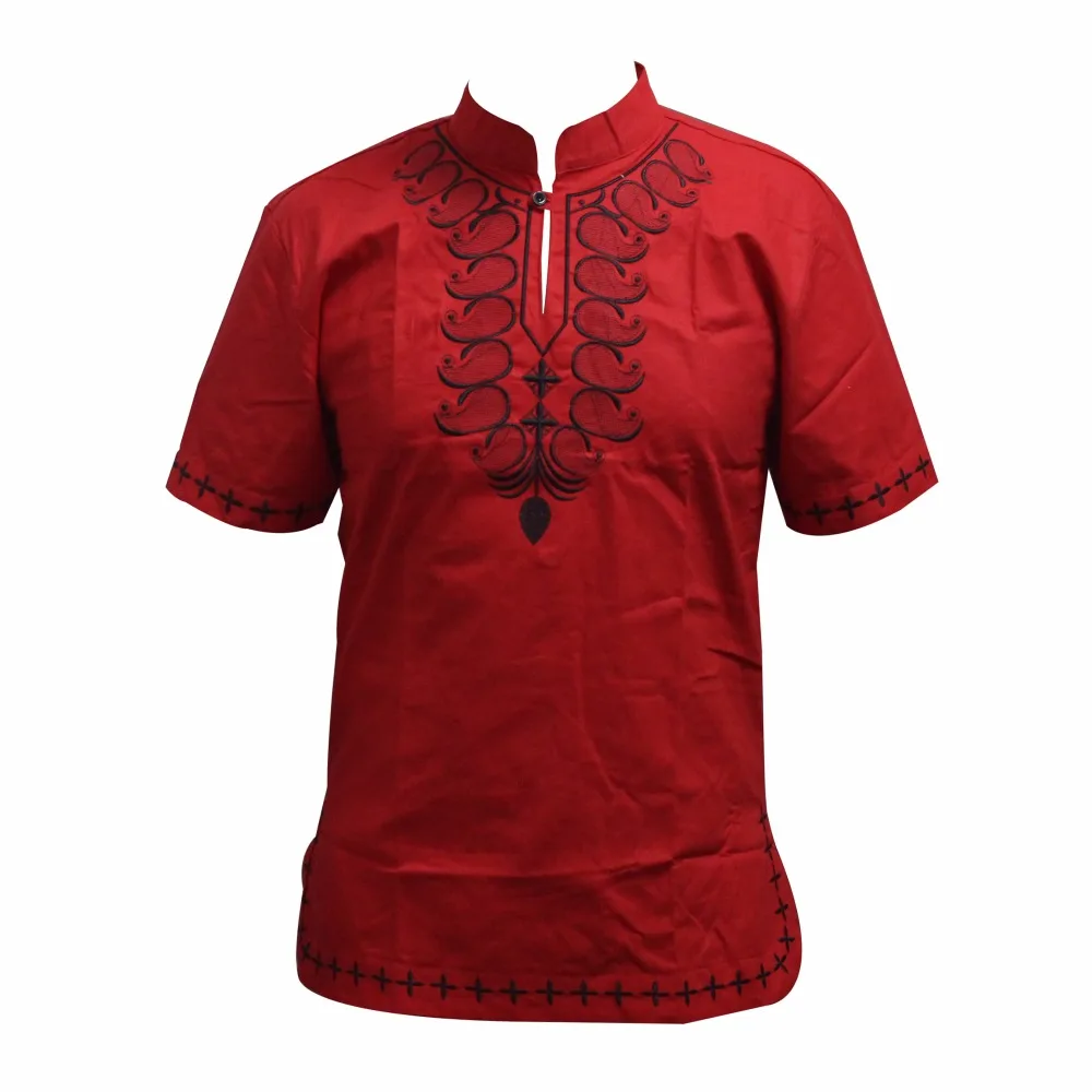 Dashikiage Unisex Cotton Pan-African Embroidered Fashion Dashiki Shirt Traditional Nigerian Native Ankara T-shirt