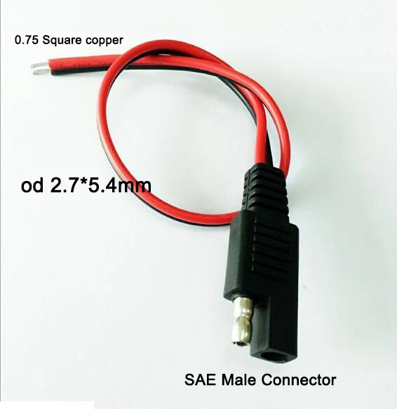 

10A solar cell extension cable 18AWG car battery cable SAE Male connector 30CM 0.75 Square