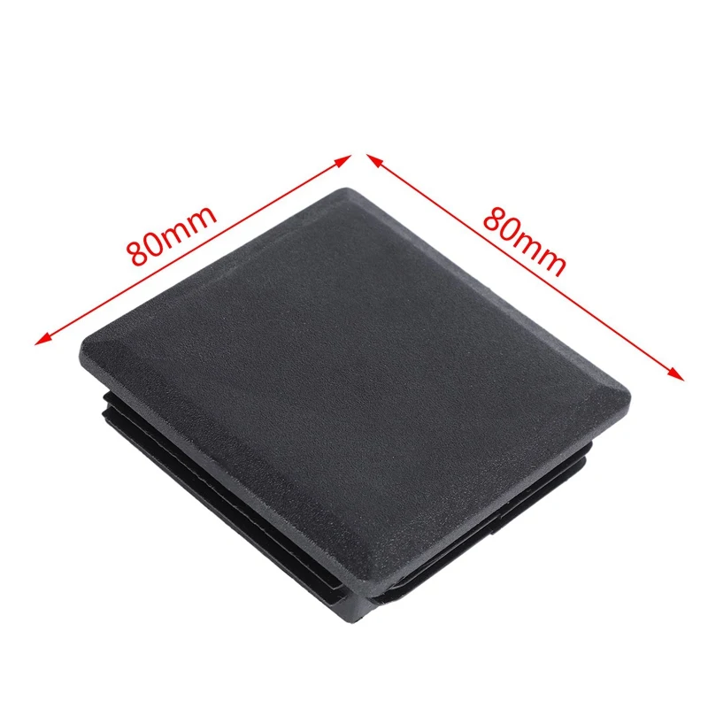 80mm x 80mm square plastic cover tube plug-in end plug 2 pieces shelf cushion plug black dust cover plug