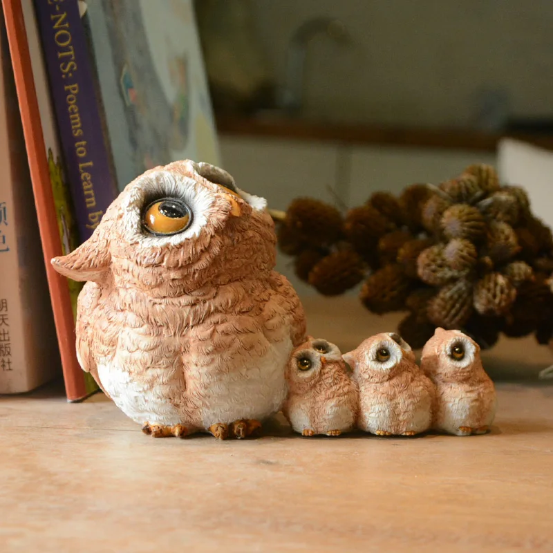 Owl Realistic Animal Figurine Scarecrow Decoration Home Lawn Moss Decor Ornaments Art Sculpture Garden Statue Children Gift