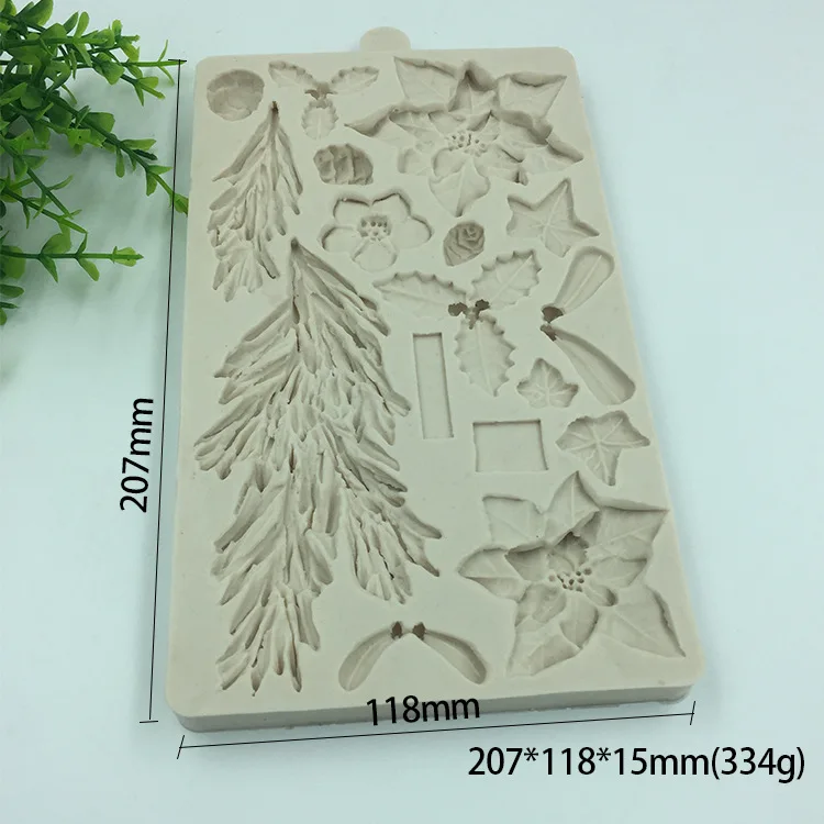 New Cake Decorating Tools Fondant Mold Silicone Mold Christmas Flower Pine Branch Silicone Mold Kitchen Baking Tool K062