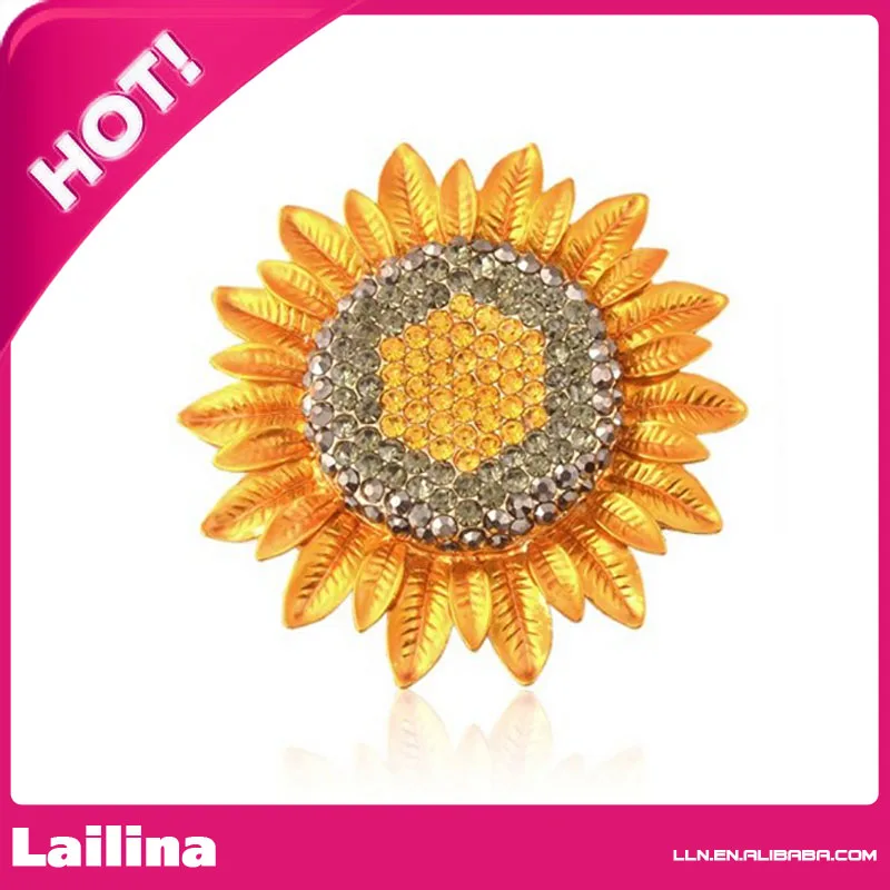 

Fashion Jewelry Charming Sunflower Flowers Yellow Rhinestone Crystal Brooch Pin